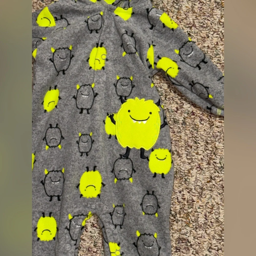 Boys 6 month Carter's Gray and Yellow Monster Footie‎ pajamas